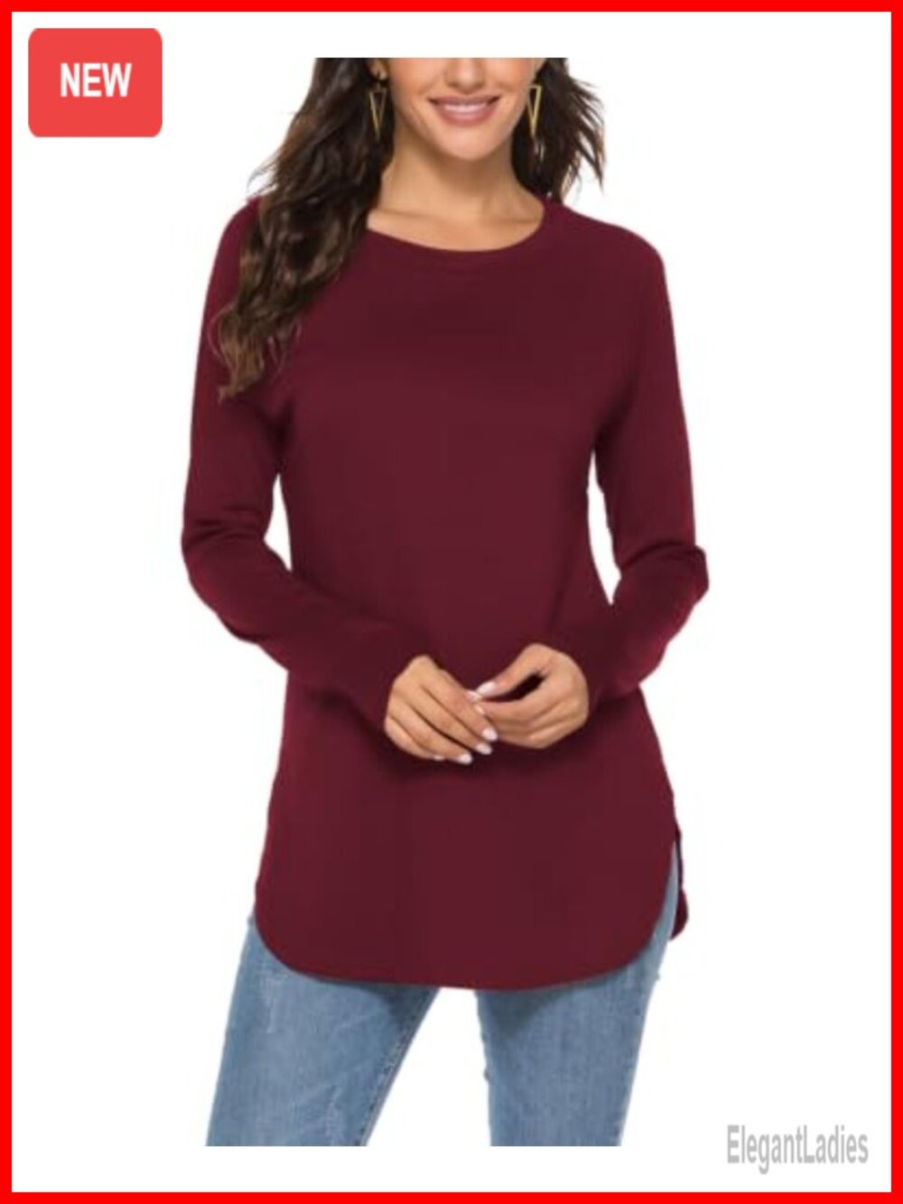 Women's Batwing Long Sleeve Tunic T Shirt Loose Fit Pullover Top